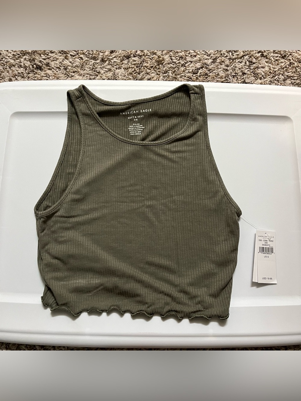 American Eagle Green Crop Tank Top